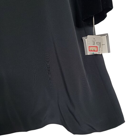 Jones New York Sz 18 Dress Velvet Trim A-line Long Sleeve Knee Length LBD Party - Picture 11 of 12